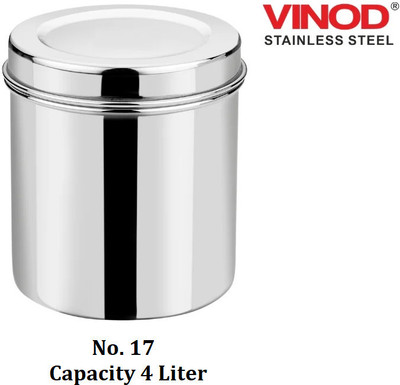 VINOD Steel Grocery Container  - 4 L(Silver)