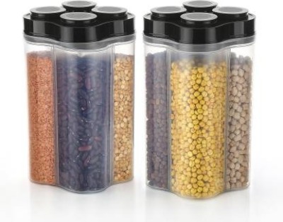 Dharohar Decor Plastic Grocery Container  - 2500 ml(Pack of 2, Black)