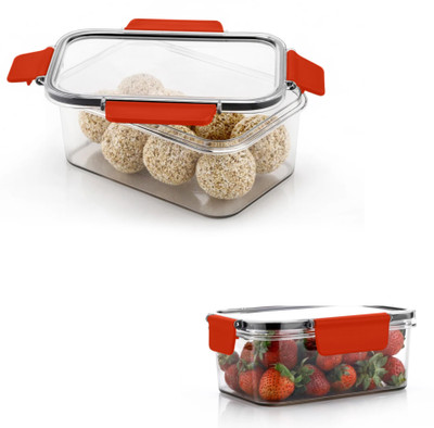 Wemix Plastic Utility Container  - 800 ml(Pack of 2, Red, Clear)