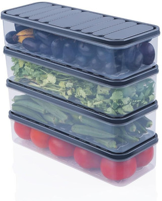Spix Plastic Fridge Container  - 1200 ml(Pack of 6, Grey)
