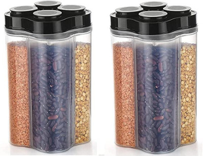 CAPTIP Plastic Grocery Container  - 2500 ml(Pack of 2, Black)