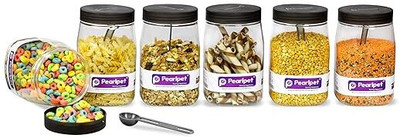 Pearlpet Plastic Utility Container  - 1000 ml(Pack of 6, Black)