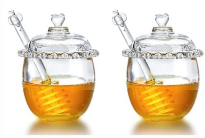 Avastro Glass Honey Jar  - 200 ml(Pack of 2, Clear)