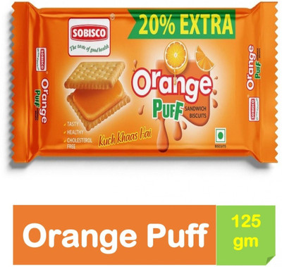 SOBISCO Orange Puff Sandwich Cream Biscuits Cream Sandwich Biscuit(15 x 125 g)