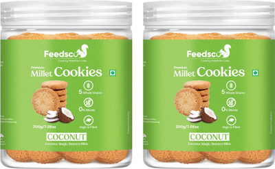 Feedsco Millet Coconut Cookies - Multigrain, Premium Healthy Snack (Each Pack 200g) Cookies Biscuit(2 x 200 g)