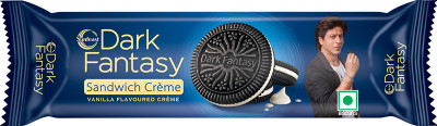 Sunfeast Dark Fantasy Vanilla Cr�me, Dark Crunchy Biscuit with Smooth Vanilla Cr�me Cream Filled Biscuit(79 g)