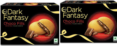Sunfeast Dark Fantasy CHOCOFILL Cookies with Choco Crème | Perfect Snack Cookie Cake Biscuit(2 x 231 g)