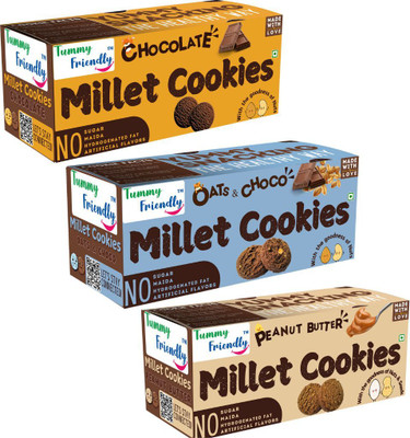 TummyFriendly Foods Millet Cookies - OatsChoco,Choco & Peanut. Healthy Biscuits for Kids, & Adults Cookies Biscuit(3 x 75 g)