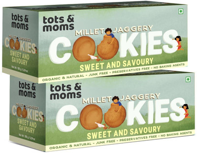 TOTS AND MOMS Healthy & Nutritional Millet & Jaggery Cookies|Sweet & Savory Multi Grain Biscuit(2 x 0.15 kg)