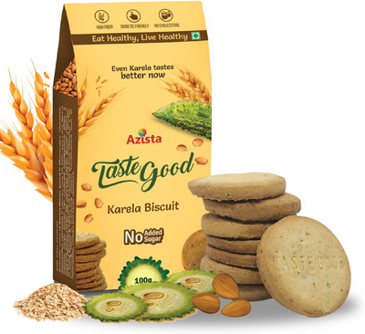 Azista Taste Good Karela Biscuit | No Added Sugar High Fiber, Pack of 8, 800 grams High Fiber Biscuit(8 x 100 g)