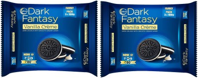 Sunfeast Dark Fantasy Vanilla Creme Biscuit Cream Cracker Biscuit(2 x 300 g)