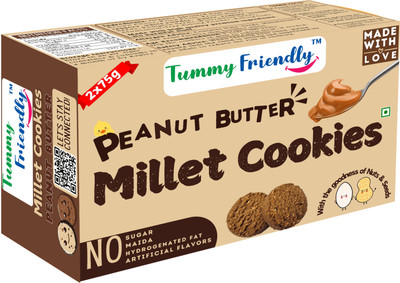 TummyFriendly Foods Ragi Millet Cookies- Peanut Butter . Healthy Biscuits for Kids, Babies & Adults Cookies Biscuit(2 x 75 g)