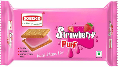 SOBISCO Strawberry puff cream biscuits 125g Cream Sandwich Biscuit(125 g)