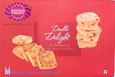KARACHI BAKERY Double Delight Cashew and Fruit Biscuit Assorted Biscuit(400 g)