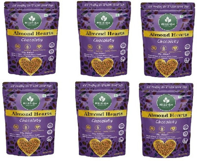Millè-Tum Milleum Almond Hearts Chocolaty Healthy Snack Crunchy Roasted Almonds Pack of 6 Cookies Biscuit(6 x 50 g)