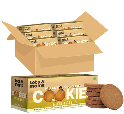 TOTS AND MOMS NO Maida NO Sugar - Nuts & Seeds Cookies | Millet & Jaggery Biscuits for Kids | Multi Grain Biscuit(6 x 150 g)