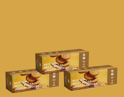 Millet Bank Multi-Millet Jaggery Cookies Pack of 3 Cookies Biscuit(3 x 100 g)
