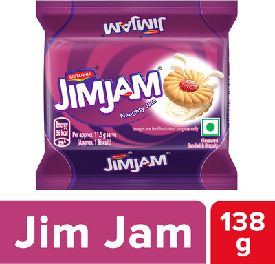 BRITANNIA Treat Jim Jam Cream Sandwich Biscuit(138 g)