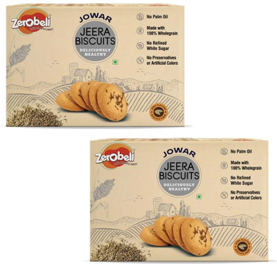 Zerobeli Jowar Jeera Wholegrain Biscuits | No Preservative & Palm Oil | Healthy Digestive Bakery Biscuit(2 x 400 g)
