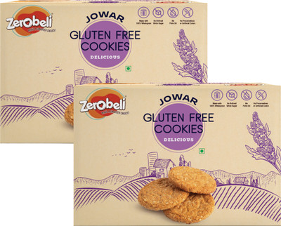 Zerobeli Jowar Gluten Free Cookies | Goodness of Oats,Gram & Corn | No Preservative Cookies Biscuit(2 x 250 g)
