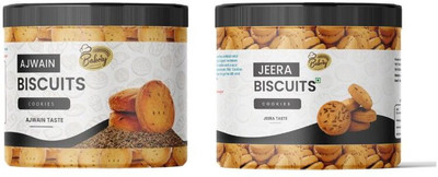 THE HERBS PLANET Combo Pack of Biscuits | Ajwain Biscuit and Jeera Biscuit | Vegetarian Cookies Assorted Biscuit(2 x 200 g)