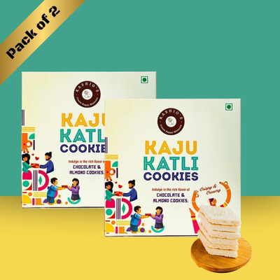 Kashio's Kaju Katli Almond Cookie Nutty Delight with Crunch Fusion Healthy Wafer for Kids Cookies Biscuit(2 x 320 g)