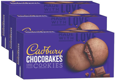 Cadbury CHOCOBAKES COOKIES FILLED WITH CHOCOLATE JEEBH LABLABAYE YUM YUM Cookies Biscuit(3 x 58.1 g)