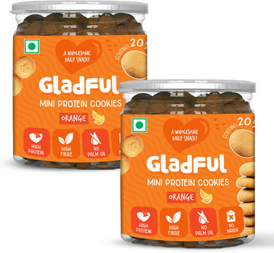 Gladful Orangey Protein mini cookies for kids and families Cookies Biscuit(2 x 150 g)