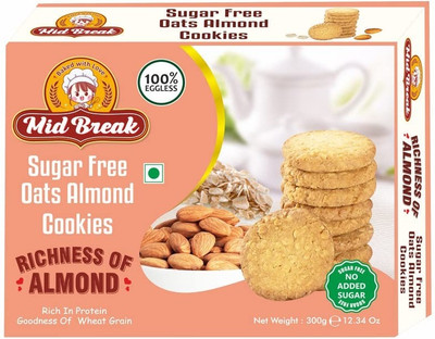 MidBreak Premium Handmade Sugar Free Oatmeal Almond Cookies | High In Fibre | Pack of 1 Cookies Biscuit(300 g)