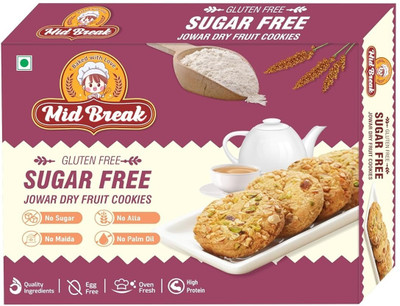 MidBreak Sugar Free Jowar (Sorghum) Millets & Dry Fruit Cookies | Pack of 1 Sugar Free Cookies Biscuit(200 g)
