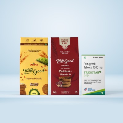 Taste Good Diabetic Combo - Karela (P-4) & Calcium (P-4) Biscuits & Fenugreek Tablets (P-1) Digestive Biscuit(1100 g)