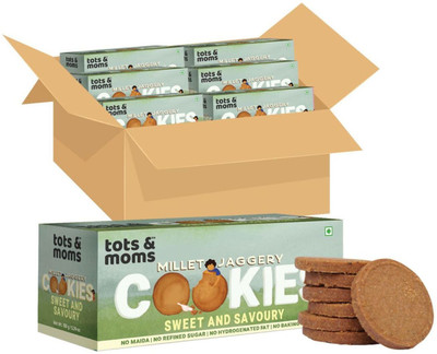 TOTS AND MOMS Wholesome & Nutritional Millet & Jaggery Biscuits | Sweet & Savory Cookies Biscuit(6 x 150 g)