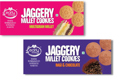 Early Foods Pack of 2 - Multigrain Millet & Ragi Choco Jaggery Cookies X 2 Cookies Biscuit(2 x 150 g)