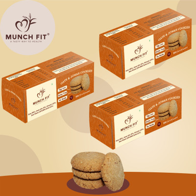 MUNCHFIT Oats with Almonds & Jowar Atta Cookies |Gluten Free| Pack of 3x125g Cookies Biscuit(3 x 125 g)