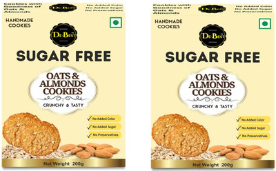 De Best Sugar Free Oats & Almonds Cookies, Premium Handmade, Tasty & Crunchy, Eggless Cookies Biscuit(2 x 200 g)