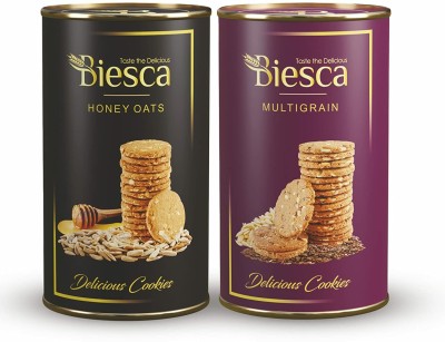 Biesca Natural Honey Oats Cookies 185g and Multigrain Cookies 170g (Combo Pack) Cookies Biscuit(2 x 177.5 g)