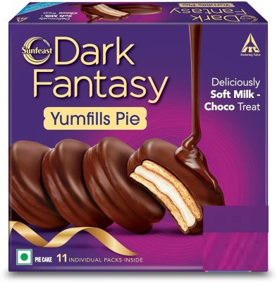 Sunfeast Dark Fantasy Yumfills CHOCO Pie, Chocolate Chip CHOCO TREAT Cookie Cake Biscuit(242 g)