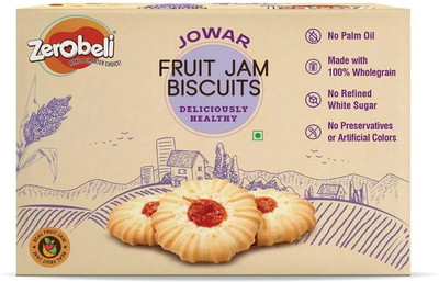Zerobeli Jowar Fruit Jam Cookies | High in Fiber & Protein | No Maida & Preservatives Bakery Biscuit(350 g)