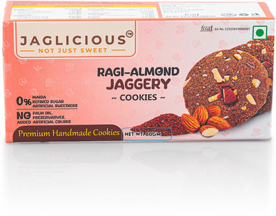 Jaglicious Ragi Almond Cookies 80gm Healthy, No Added Sugar - Maida Cookies Biscuit(4 x 80 g)