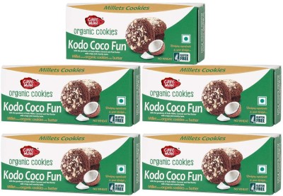 CAVEMAN Organic Kodo Coco Fun Cookies, Real Taste Of Butter & Coconut - Gluten Free Cookies Biscuit(5 x 60 g)