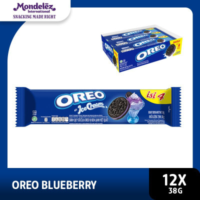 Mondelez International Oreo Ice Cream Blueberry Sandwich Chocolate Cookies (12 x 36.8gm) Cream Filled Biscuit(12 x 36.8 g)