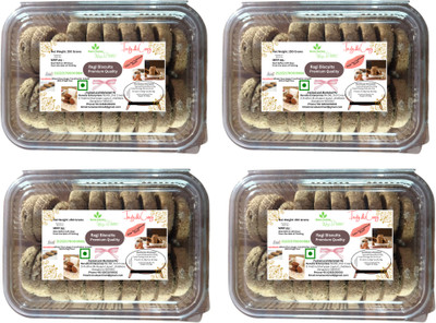 Rens Farms Hand Rolled Premium Baked Delight Ragi Cookies Biscuit(4 x 250 g)