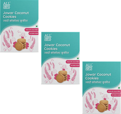 all sow great Jowar Coconut | Delicious Tea time Snack Crunchy Biscuit Cookies Biscuit(3 x 200 g)