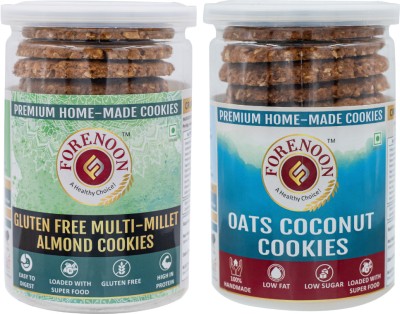 Fore Noon Coconut Oats & Gluten free Multi Millet Almond Jaggery Cookies(2 x 178 g)