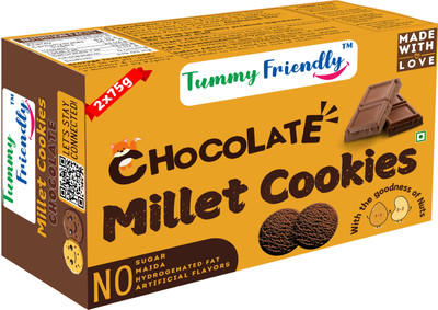 TummyFriendly Foods Ragi Millet Cookies-Chocolate . Healthy Biscuits for Kids, Babies & Adults Cookies Biscuit(2 x 75 g)