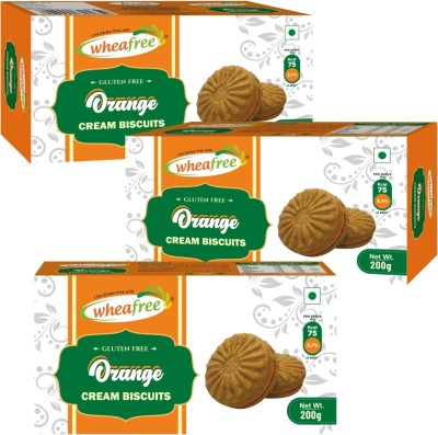 wheafree Gluten free Orange Cream Biscuits Pack of 3 Cream Filled Biscuit(3 x 200 g)