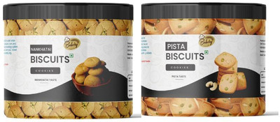 THE HERBS PLANET Combo Pack of Biscuits | Nankhatai Biscuit and Pista Biscuit |Vegetarian Cookies Assorted Biscuit(2 x 200 g)