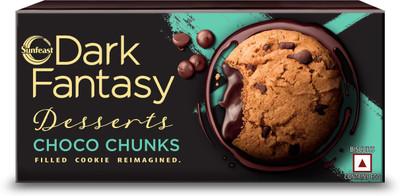 Sunfeast Dark Fantasy Choco Chunks, Choco Chip and Molten Choco Cr�me Filled Cookie Cream Filled Biscuit(75 g)