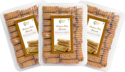 Shree Parshwa Traders Badam Pista Biscuits 1.2Kg (400Gm Pack of 3) Sweet & Salty Biscuit(3 x 400 g)