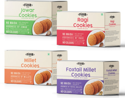 fittr MILLET Cookies Combo (RAGI, JOWAR, FOXTAIL, MULTI GRAIN) Assorted Biscuit(4 x 100 g)